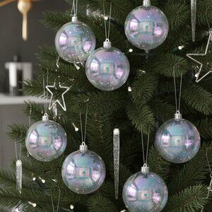 Regency Shatterproof Clear Ball Christmas Ornaments Holiday Decorations 6 Count